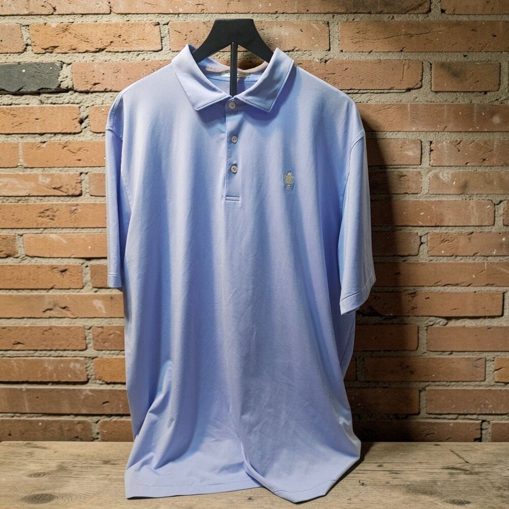 Peter Millar Crown Summer Comfort Polo Shirt Blue Striped Mens Size XXL Golf EUC